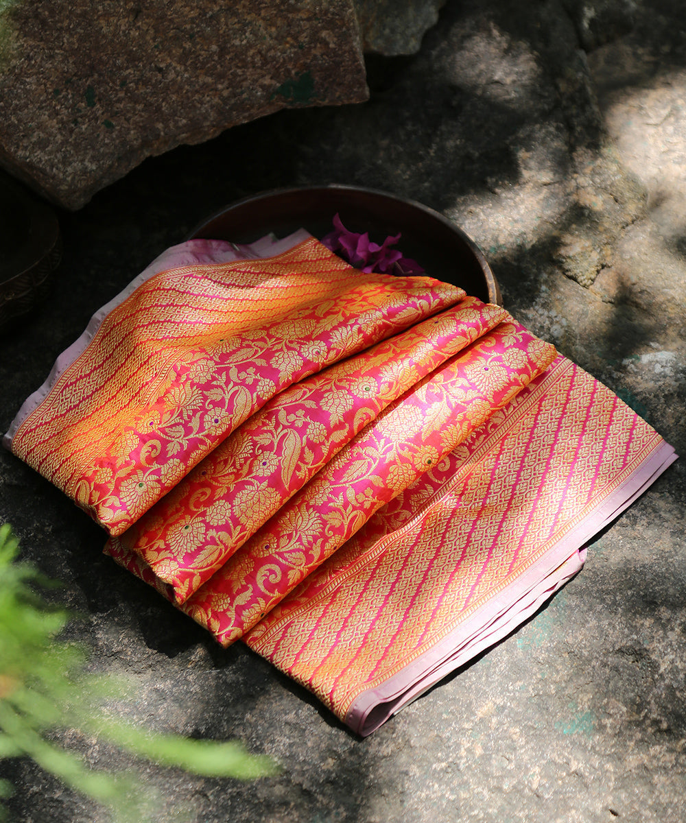 Pink_Double_Shade_Handloom_Pure_Katan_Silk_Kimkhab_Banarasi_Dupatta_With_Meenakari_WeaverStory_01
