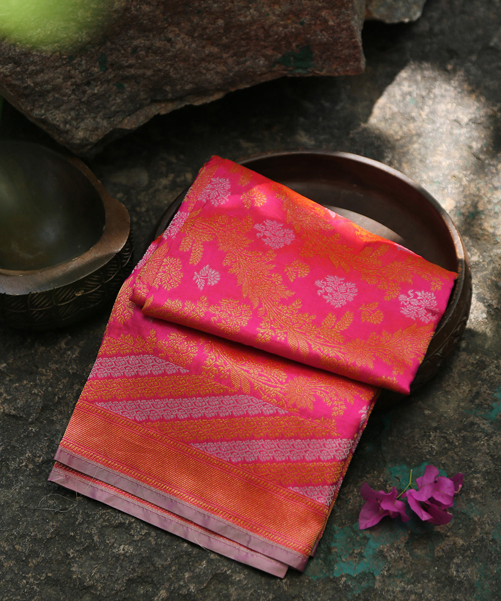 Handloom_Hot_Pink_Double_Shade_Pure_Katan_Silk_Banarasi_Dupatta_With_Sona_Rupa_Jaal_WeaverStory_01