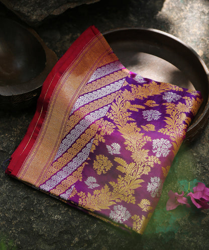 Violet_Handloom_Pure_Katan_Silk_Banarasi_Dupatta_With_Sona_Rupa_Jaal_WeaverStory_01