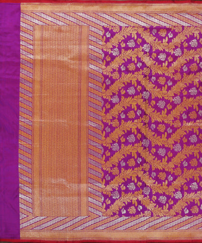 Violet_Handloom_Pure_Katan_Silk_Banarasi_Dupatta_With_Sona_Rupa_Jaal_WeaverStory_02