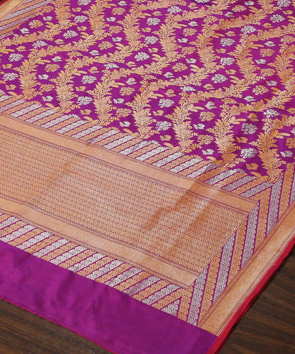 Violet_Handloom_Pure_Katan_Silk_Banarasi_Dupatta_With_Sona_Rupa_Jaal_WeaverStory_03