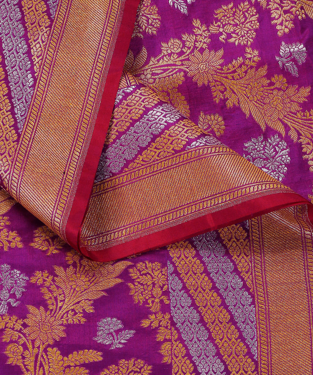 Violet_Handloom_Pure_Katan_Silk_Banarasi_Dupatta_With_Sona_Rupa_Jaal_WeaverStory_04