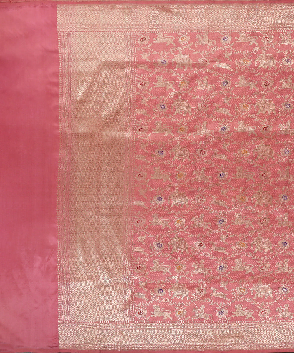 Handloom_Pink_Pure_Katan_Silk_Kimkhab_Banarasi_Dupatta_With_Shikargah_Jaal_And_Meenakari_WeaverStory_02