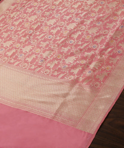 Handloom_Pink_Pure_Katan_Silk_Kimkhab_Banarasi_Dupatta_With_Shikargah_Jaal_And_Meenakari_WeaverStory_03