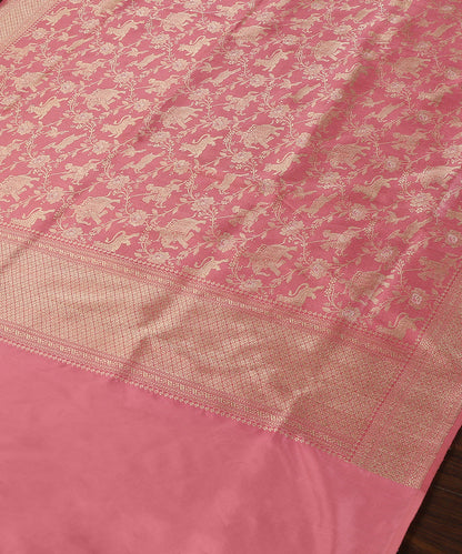 Pink_Handloom_Pure_Katan_Silk_Shikargah_Banarasi_Dupatta_With_Meenakari_WeaverStory_03