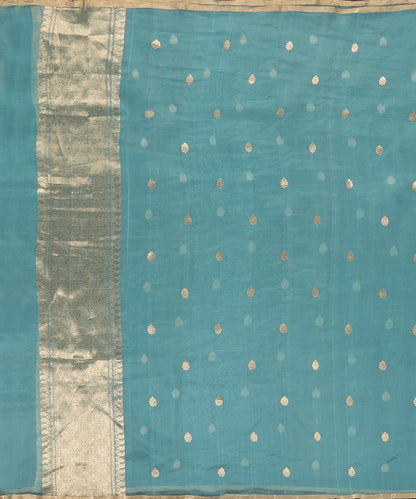 Blue_Handloom_Pure_Organza_Dupatta_With_Booti_And_Border_WeaverStory_02