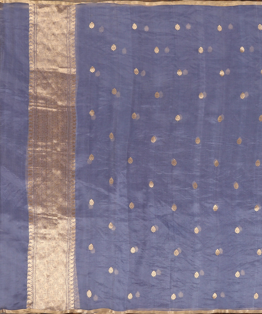 Handloom_Pastel_Violet_Blue_Pure_Organza_Dupatta_With_Booti_And_Border_Dupatta_WeaverStory_02