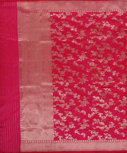 Handloom_Hot_Pink_Pure_Katan_Silk_Banarasi_Dupatta_With_Cutwork_Jaal_WeaverStory_02