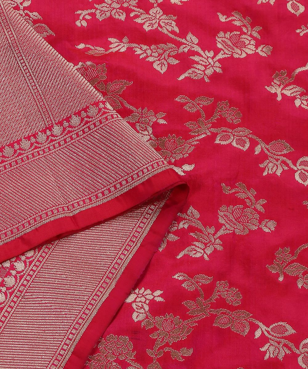 Handloom_Hot_Pink_Pure_Katan_Silk_Banarasi_Dupatta_With_Cutwork_Jaal_WeaverStory_04