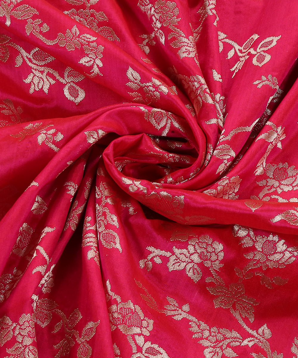 Handloom_Hot_Pink_Pure_Katan_Silk_Banarasi_Dupatta_With_Cutwork_Jaal_WeaverStory_05