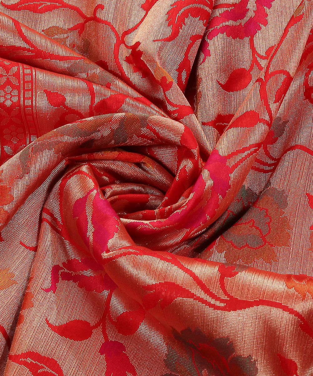 Red_Handloom_Pure_Katan_Silk_Kimkhab_Banarasi_Dupatta_With_Zari_Base_WeaverStory_05