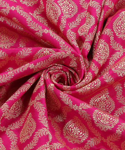 Handloom_Hot_Pink_Pure_Katan_Silk_Banarasi_Dupatta_With_Gold_Zari_WeaverStory_05