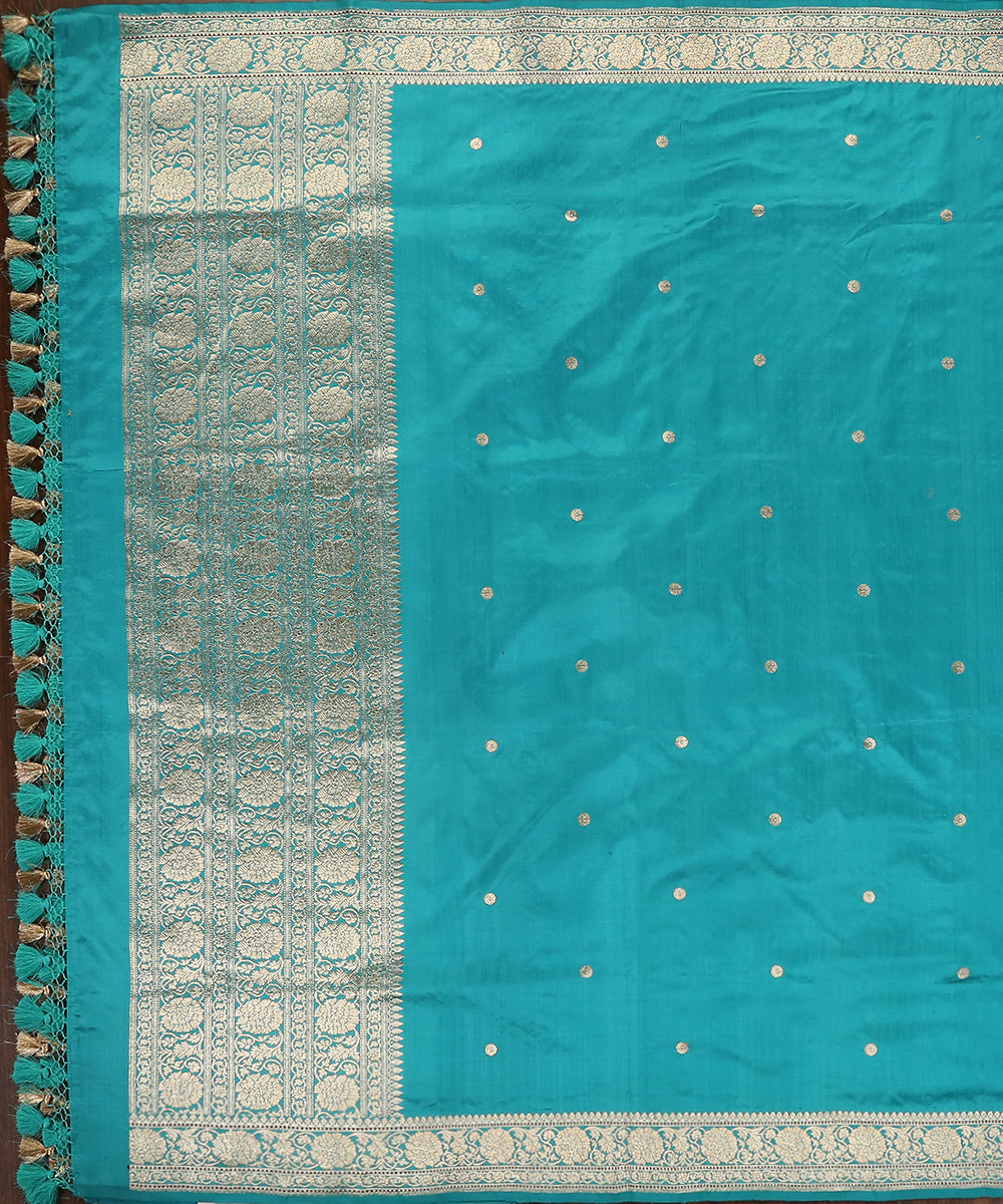 Handloom_Turquoise_Pure_Katan_Silk_Banarasi_Dupatta_With_Kadhwa_Boota_WeaverStory_02