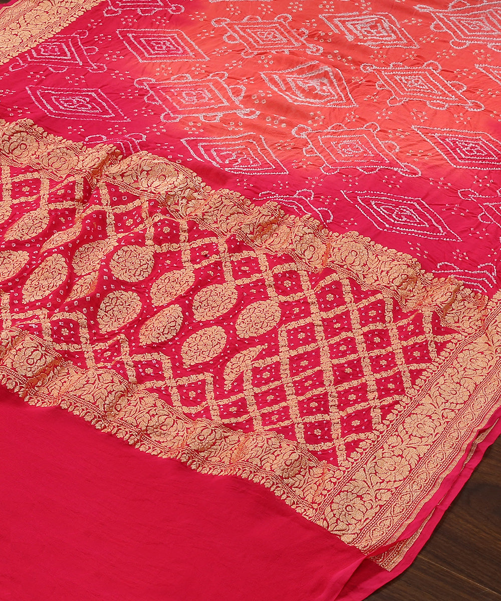 Pink_And_Peach_Handloom_Ombre_Dyed_Pure_Georgette_Banarasi_Bandhej_Dupatta_WeaverStory_03