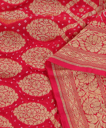 Pink_And_Peach_Handloom_Ombre_Dyed_Pure_Georgette_Banarasi_Bandhej_Dupatta_WeaverStory_04