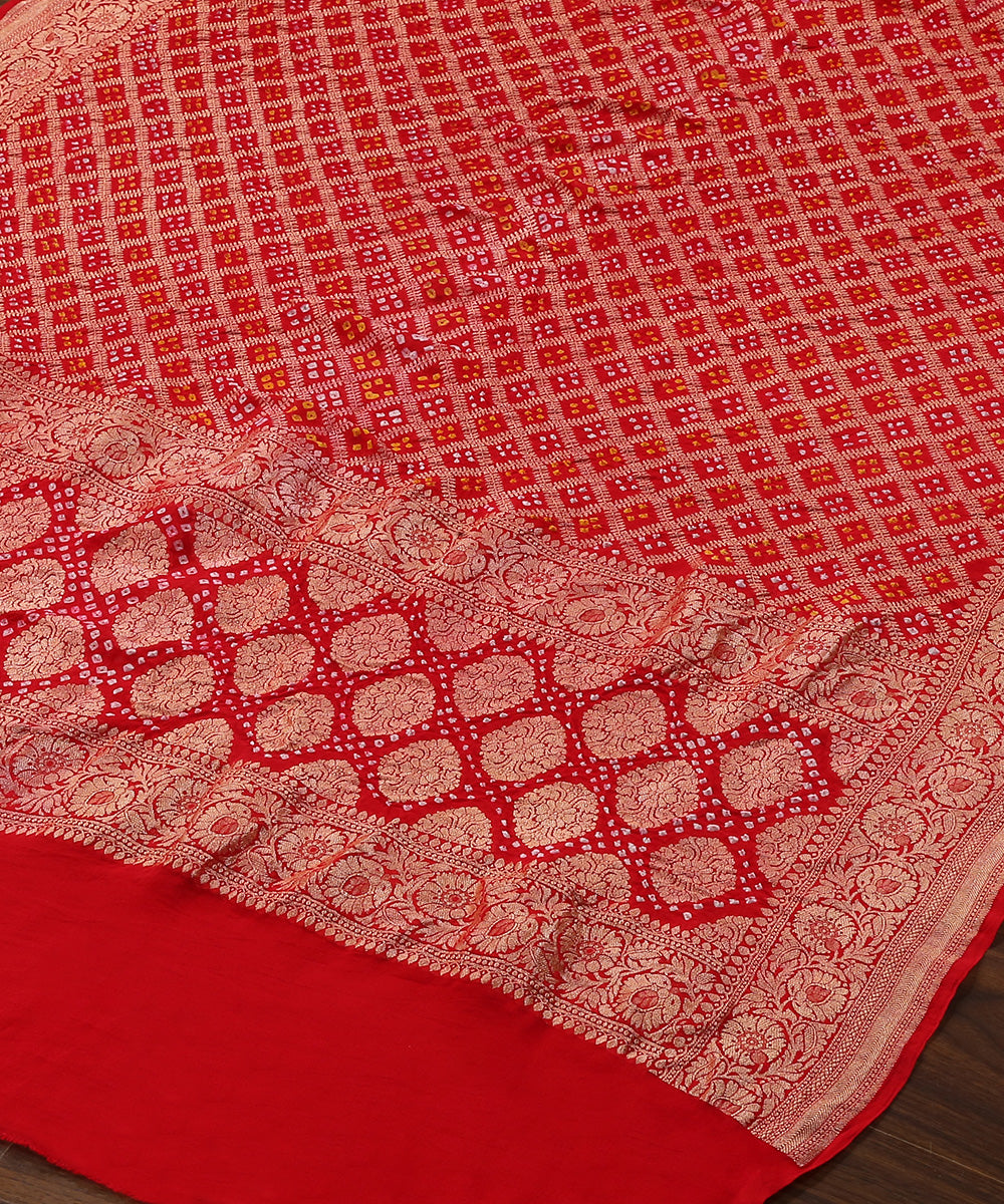 Handloom_Red_Banarasi_Bandhej_Pure_Georgette_Dupatta_With_Cutwork_Weave_WeaverStory_03