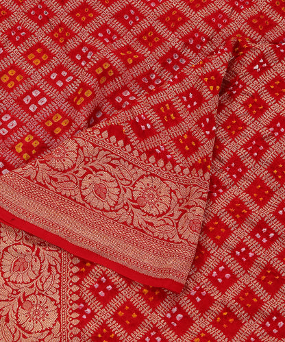 Handloom_Red_Banarasi_Bandhej_Pure_Georgette_Dupatta_With_Cutwork_Weave_WeaverStory_04