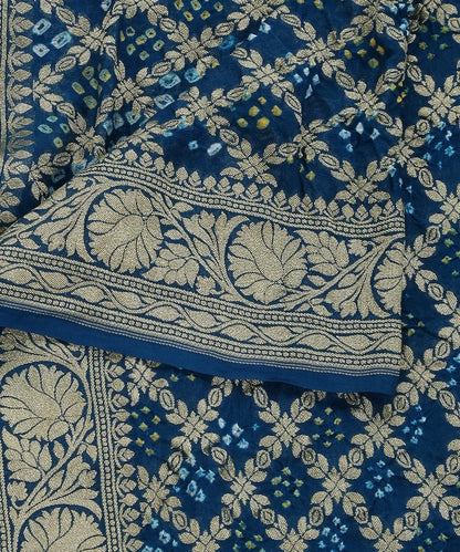 Teal_Blue_Handloom_Pure_Georgette_Banarasi_Bandhej_Dupatta_With_Cutwork_Weave_WeaverStory_04