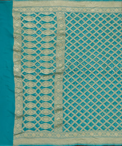 Aqua_Blue_Handloom_Pure_Georgette_Banarasi_Bandhej_Dupatta_With_Cutwork_Weave_WeaverStory_02