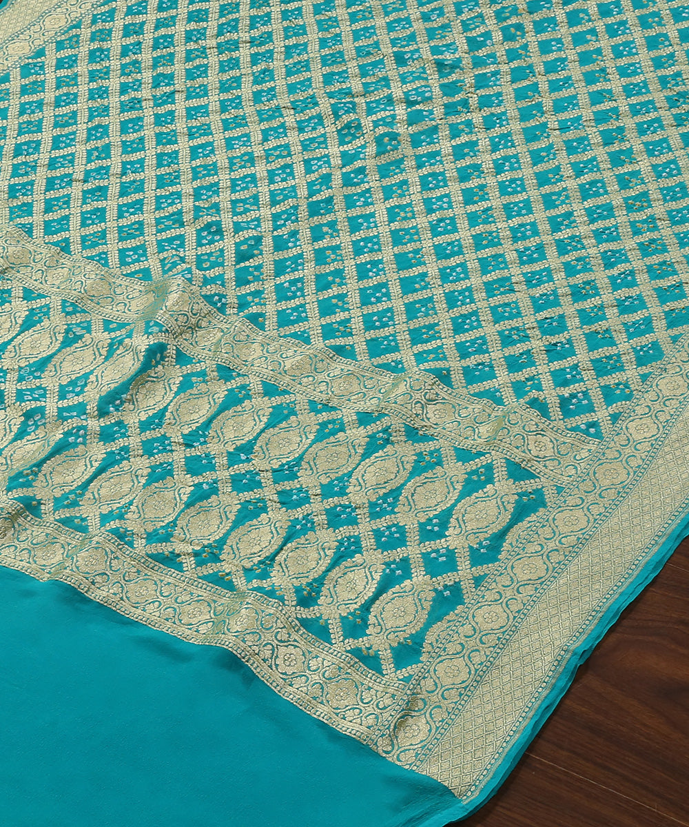 Aqua_Blue_Handloom_Pure_Georgette_Banarasi_Bandhej_Dupatta_With_Cutwork_Weave_WeaverStory_03