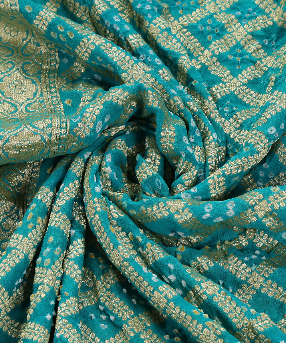 Aqua_Blue_Handloom_Pure_Georgette_Banarasi_Bandhej_Dupatta_With_Cutwork_Weave_WeaverStory_05