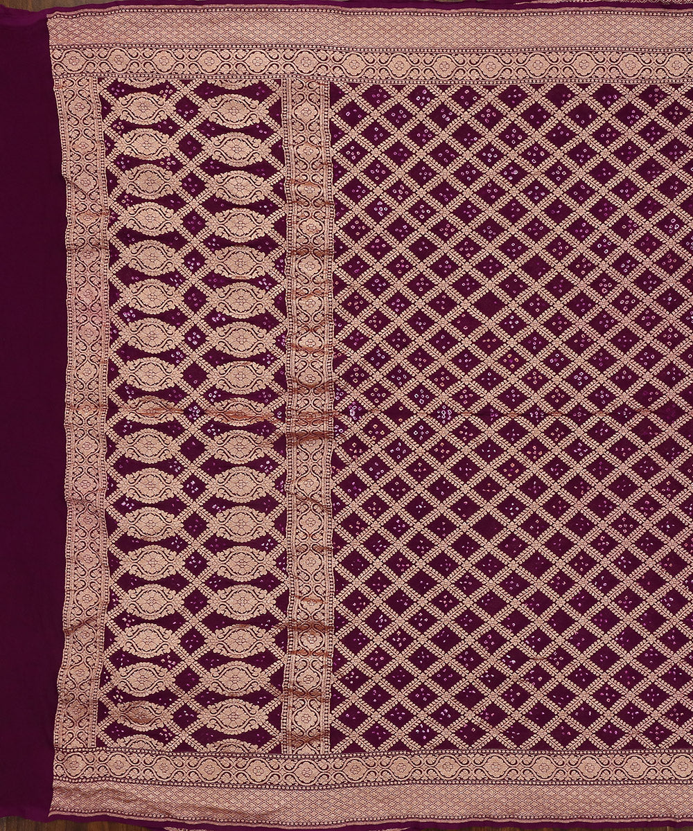 Purple_Handloom_Pure_Georgette_Banarasi_Bandhej_Dupatta_With_Cutwork_Weave_WeaverStory_02