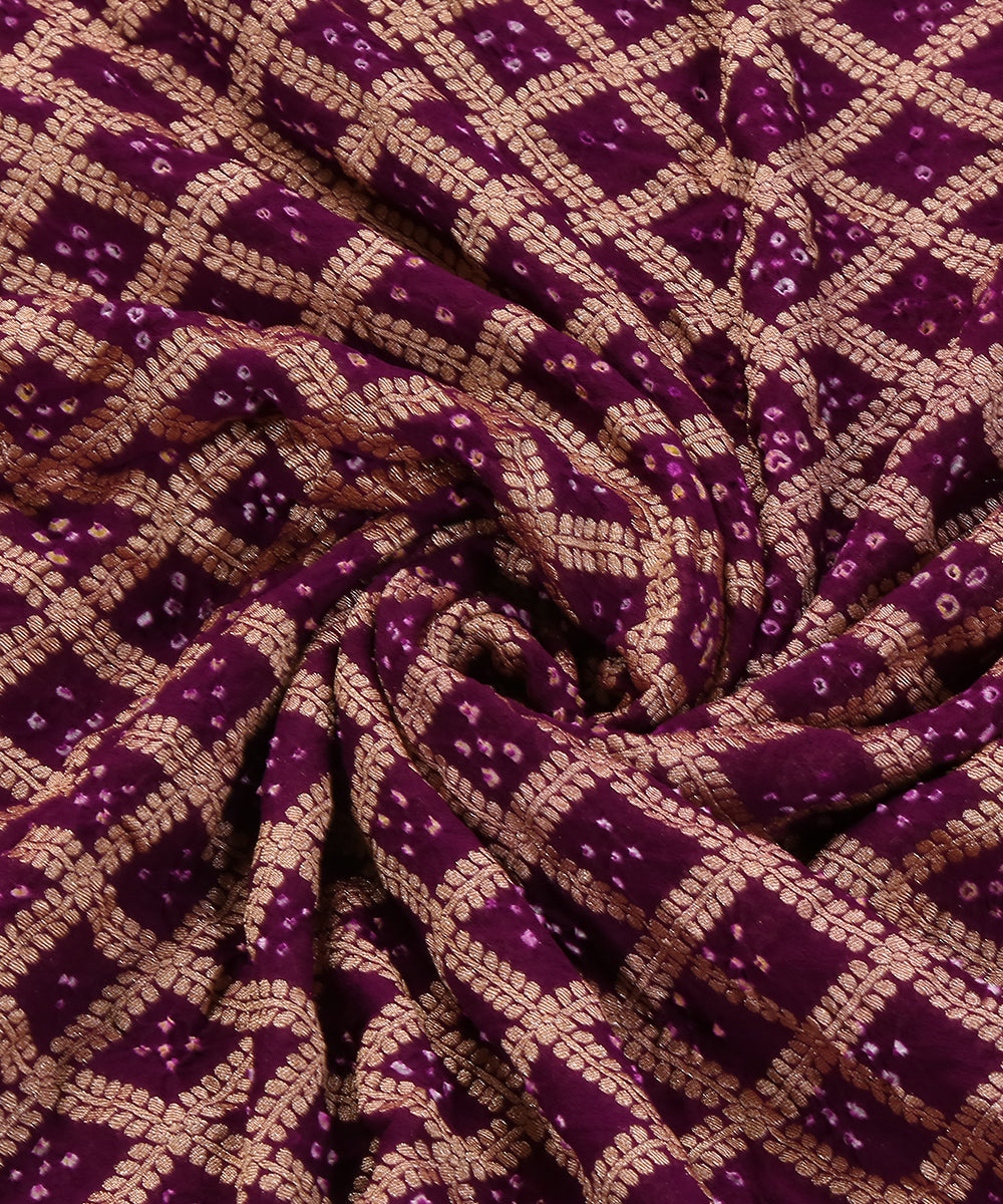 Purple_Handloom_Pure_Georgette_Banarasi_Bandhej_Dupatta_With_Cutwork_Weave_WeaverStory_05