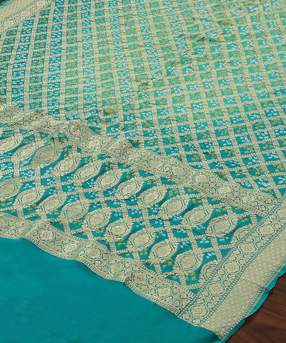 Aqua_Handloom_Pure_Georgette_Banarasi_Bandhej_Dupatta_With_Cutwork_Weave_WeaverStory_03