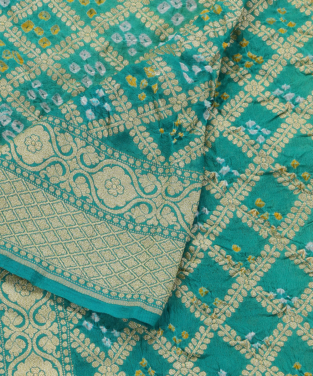 Aqua_Handloom_Pure_Georgette_Banarasi_Bandhej_Dupatta_With_Cutwork_Weave_WeaverStory_04