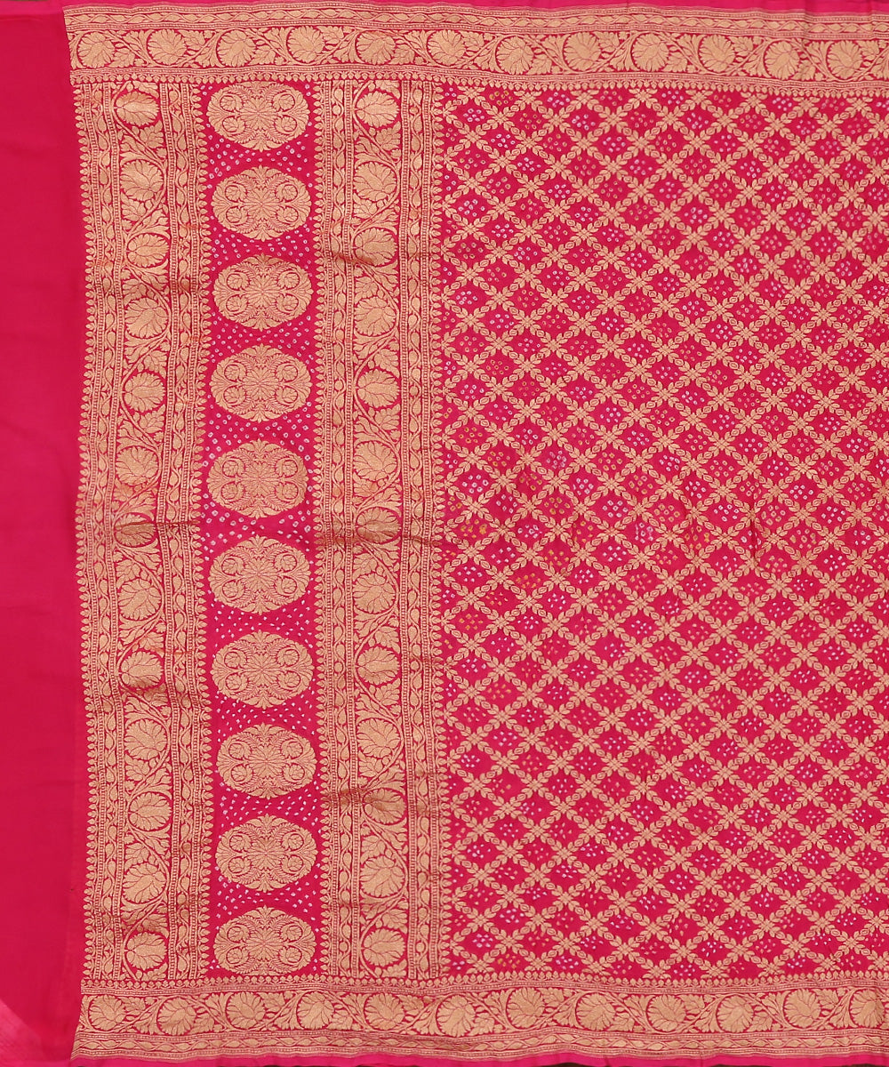 Pink_Handloom_Pure_Georgette_Banarasi_Bandhej_Dupatta_With_Cutwork_Weave_WeaverStory_02