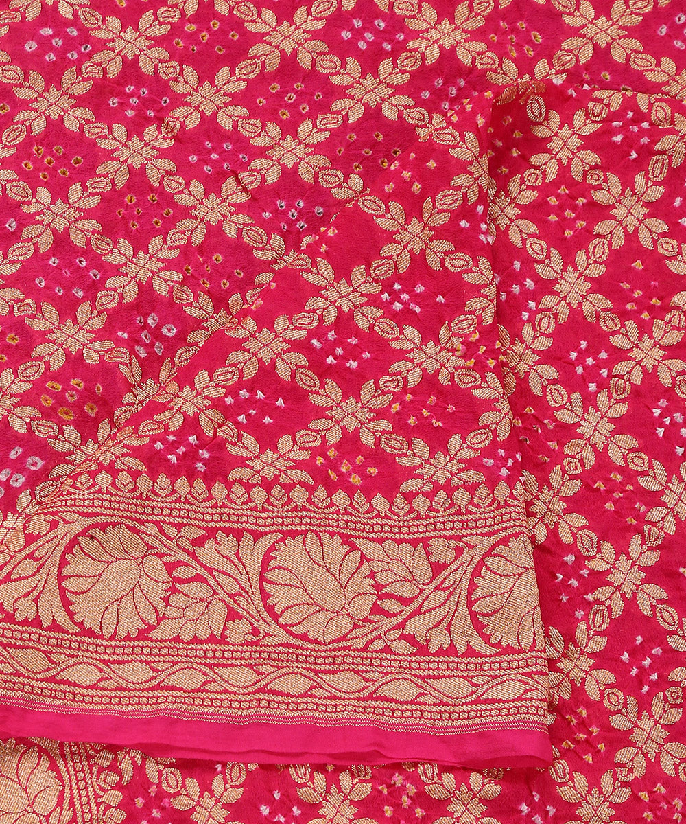 Pink_Handloom_Pure_Georgette_Banarasi_Bandhej_Dupatta_With_Cutwork_Weave_WeaverStory_04