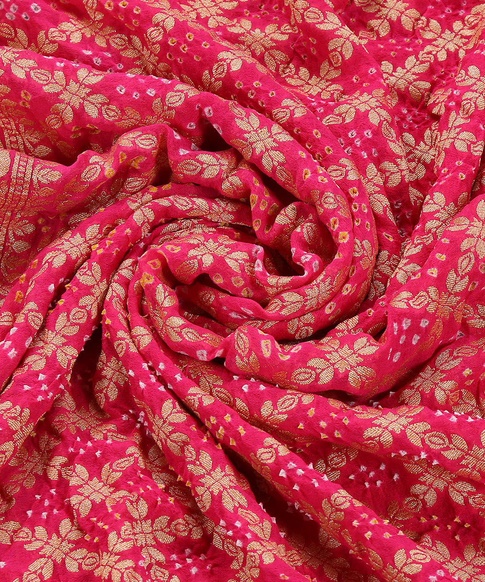 Pink_Handloom_Pure_Georgette_Banarasi_Bandhej_Dupatta_With_Cutwork_Weave_WeaverStory_05