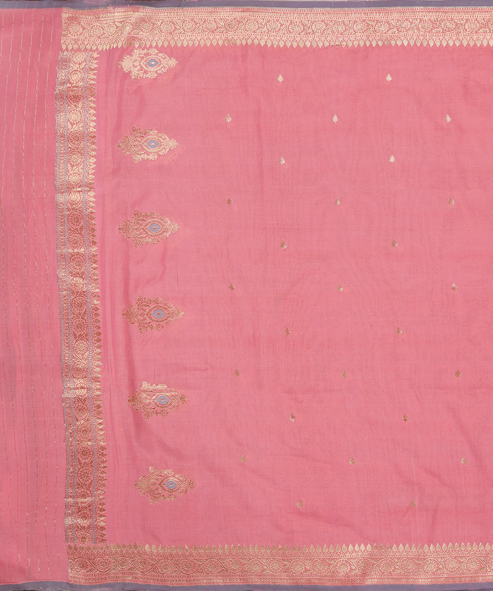 Handoom_Pink_Pure_Cotton_Banarasi_Dupatta_With_Meenkari_Booti_WeaverStory_02