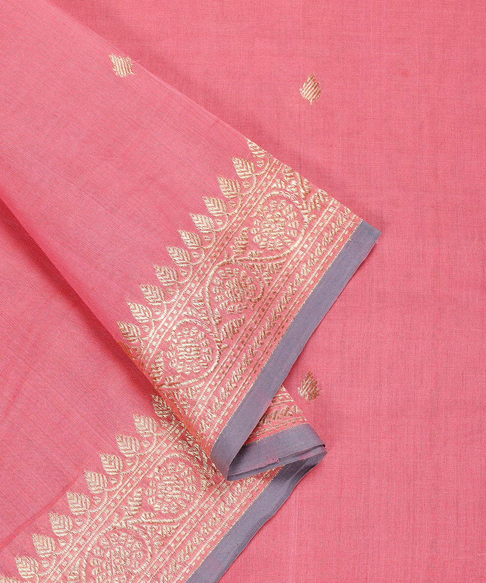 Handoom_Pink_Pure_Cotton_Banarasi_Dupatta_With_Meenkari_Booti_WeaverStory_04