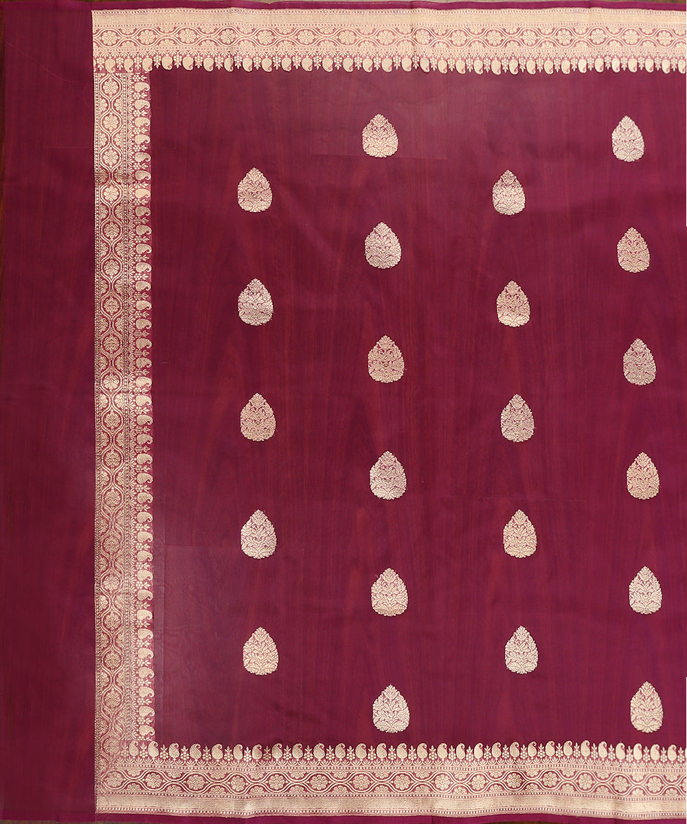 Handloom_Purple_Pure_Kora_Silk_Banarasi_Dupatta_With_Kadhwa_Booti_WeaverStory_02