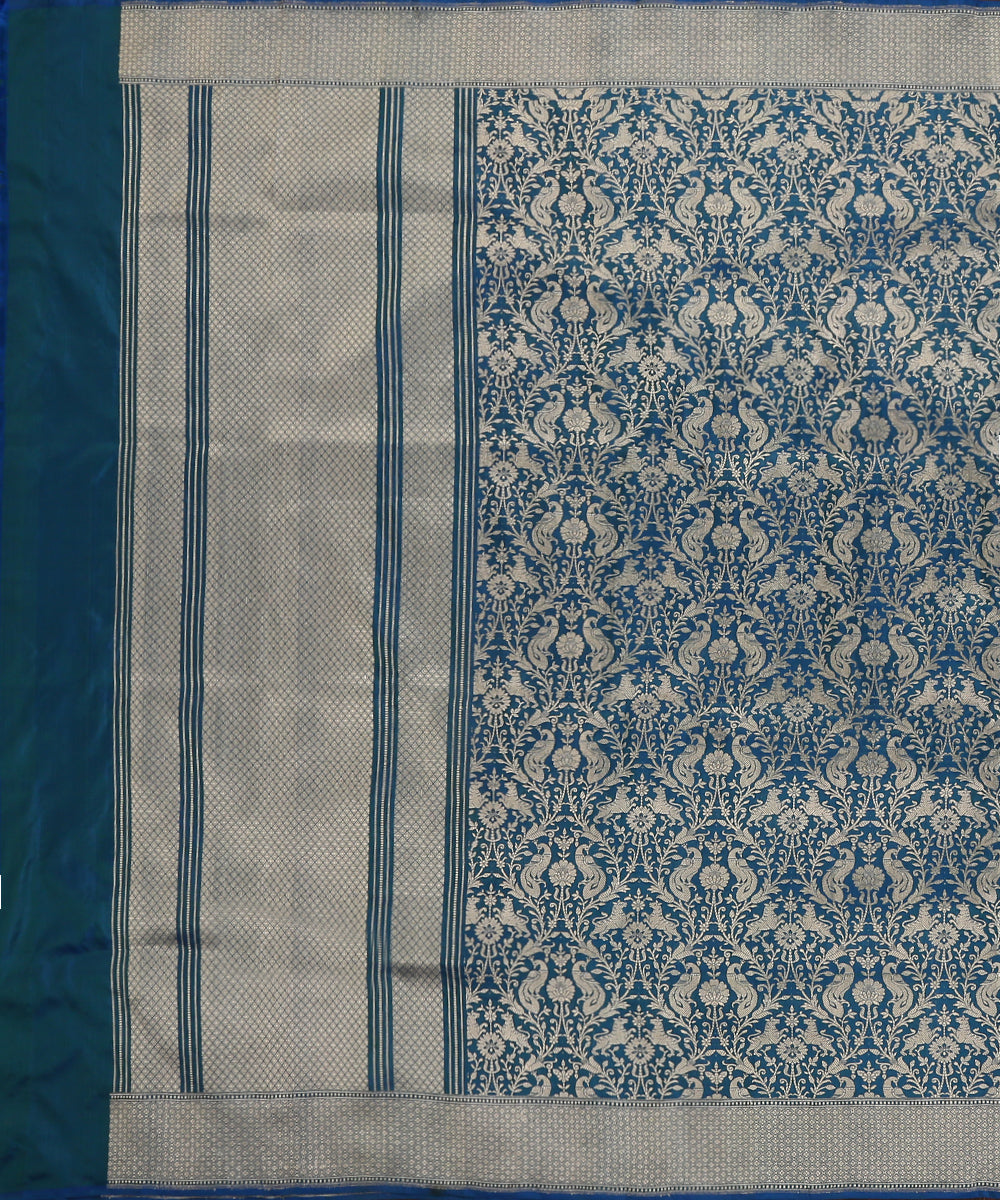 Handloom_Peacock_Blue_Pure_Katan_Silk_Shikargah_Banarasi_Dupatta_With_Peacocks_WeaverStory_02