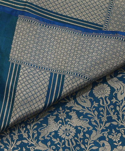 Handloom_Peacock_Blue_Pure_Katan_Silk_Shikargah_Banarasi_Dupatta_With_Peacocks_WeaverStory_04