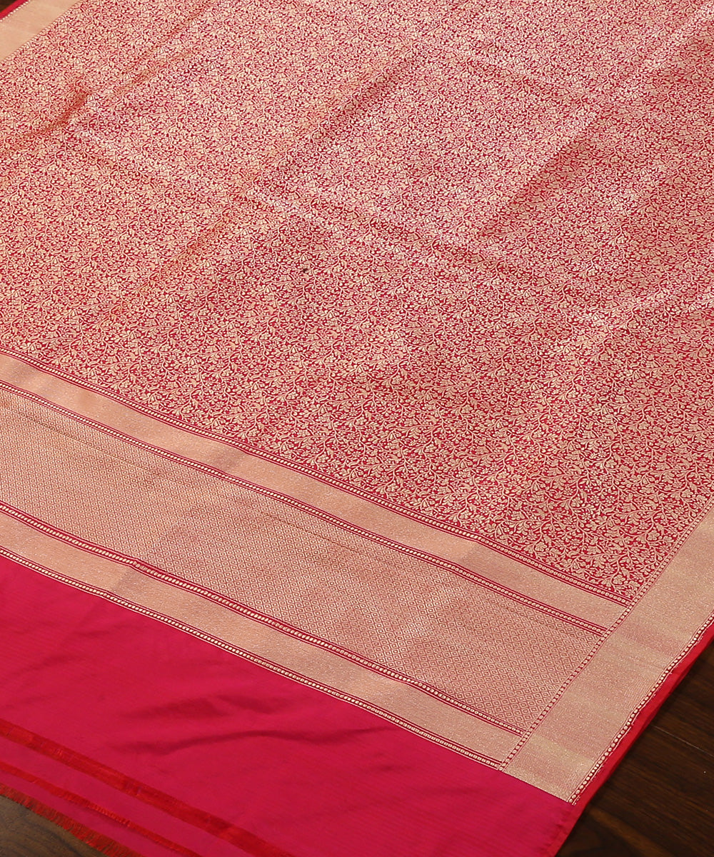 Handloom_Rani_Pink_Pure_Katan_Silk_Shikargah_Brocade_Banarasi_Dupatta_WeaverStory_03