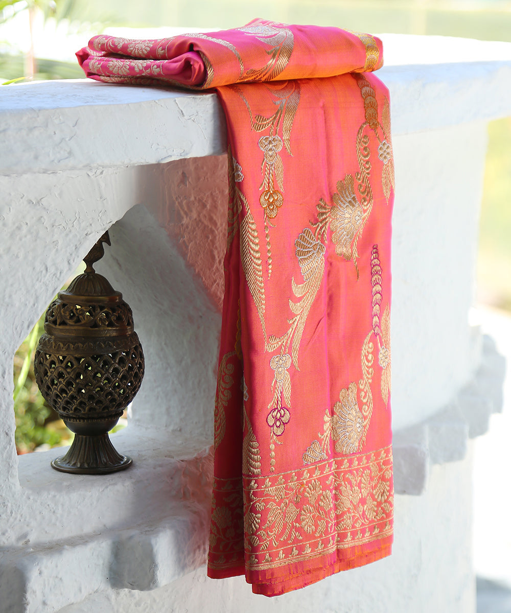 Pink_Dual_Tone_Pure_Katan_Silk_Ektara_Banarasi_Dupatta_With_Meenakari_WeaverStory_01
