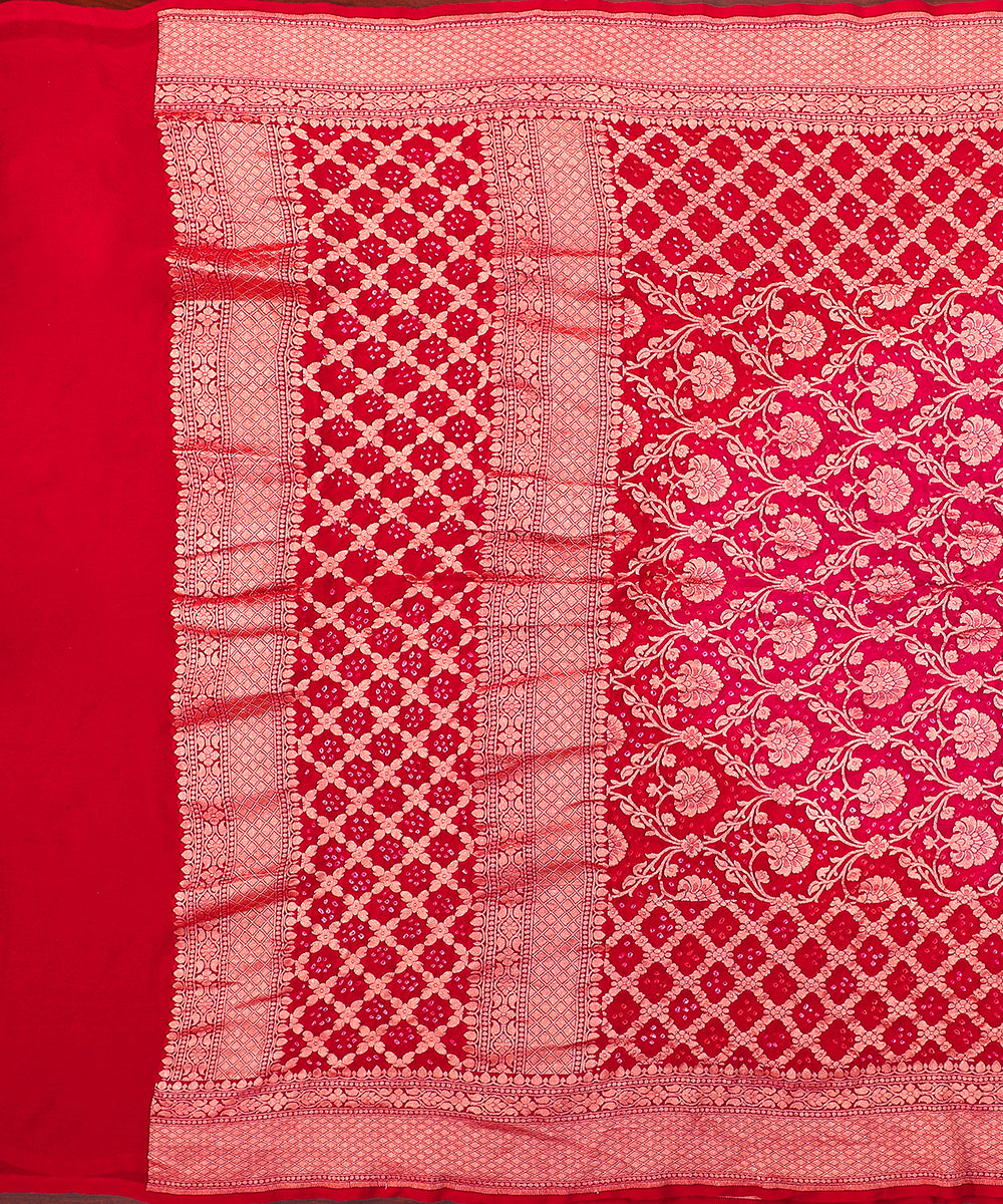 Red_And_Pink_Handloom_Ombre_Dyed_Pure_Georgette_Banarasi_Bandhej_Dupatta_WeaverStory_02