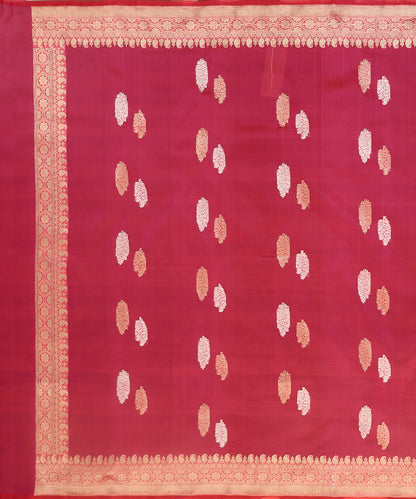 Handloom_Hot_Pink_Pure_Kora_Silk_Banarasi_Dupatta_With_Kadhwa_Sona_Rupa_Boota_WeaverStory_02