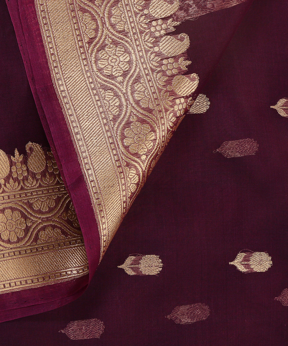 Handloom_Purple_Pure_Kora_Silk_Banarasi_Dupatta_With_Kadhwa_Sona_Rupa_Boota_WeaverStory_04