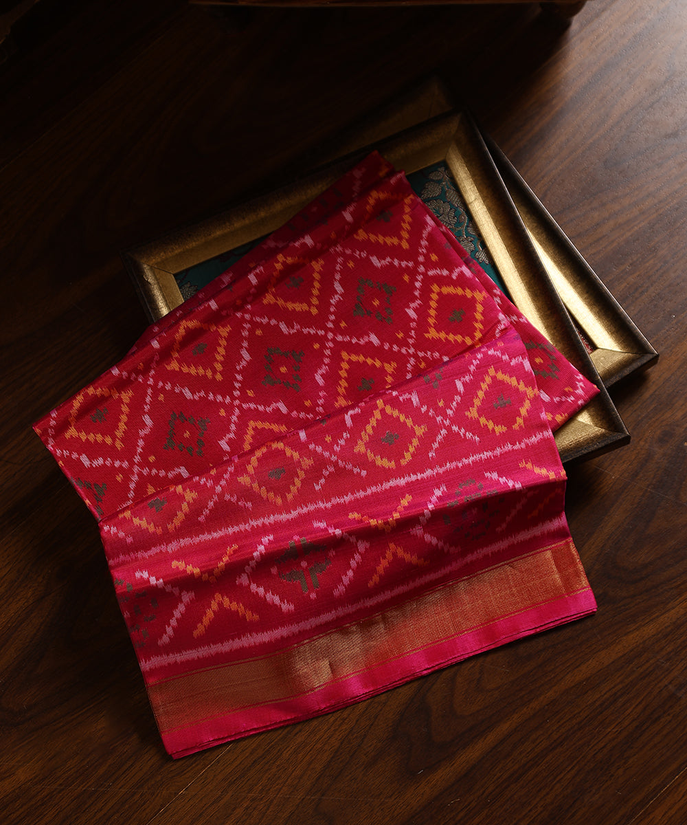Handloom_Rani_Pink_Pure_Mulberry_Silk_Ikat_Patola_Dupatta_WeaverStory_01