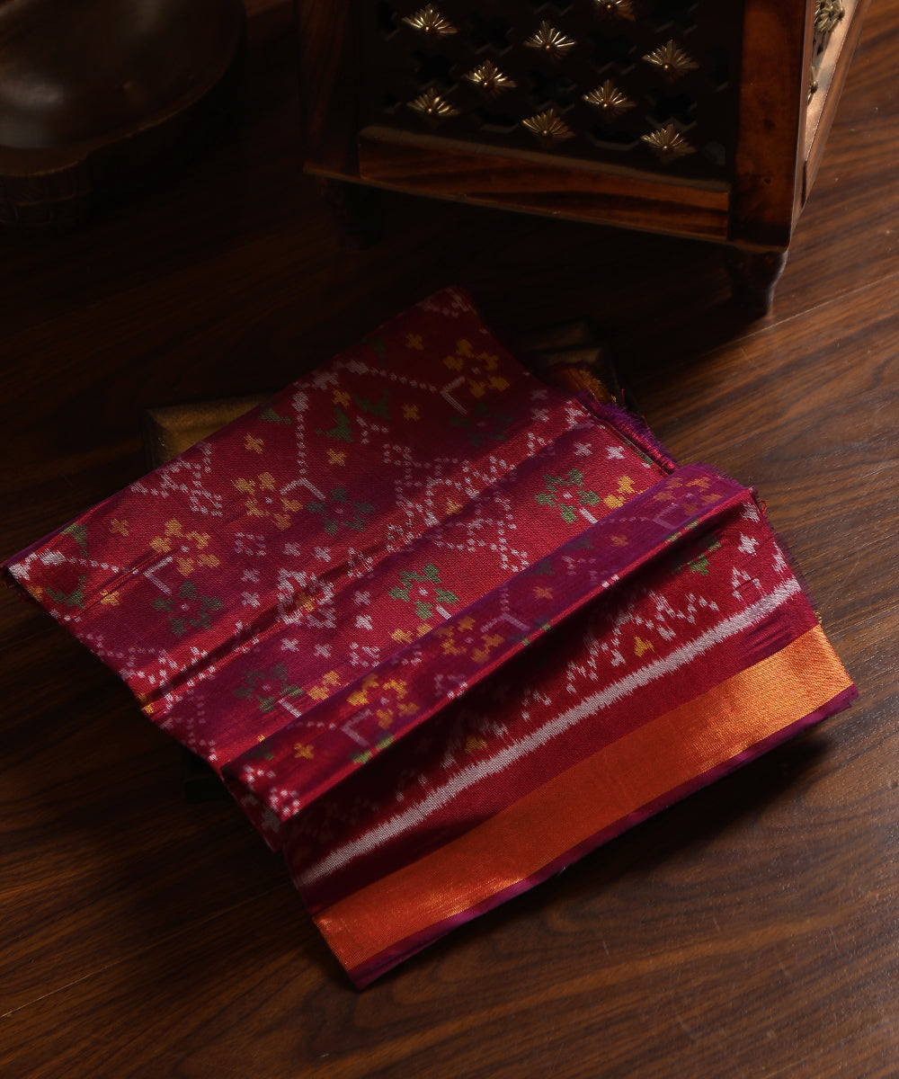 Handloom_Purple_Pure_Mulberry_Silk_Ikat_Patola_Dupatta_With_Geometrical_Pattern_WeaverStory_01