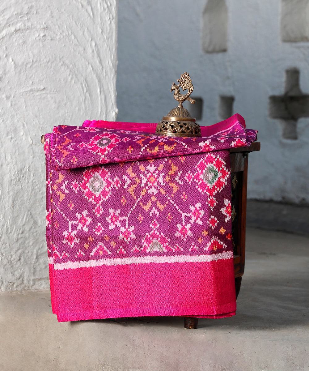 Handloom_Purple_And_Pink_8_Ply_Pure_Mulberry_Silk_Ikat_Patola_Dupatta_WeaverStory_01