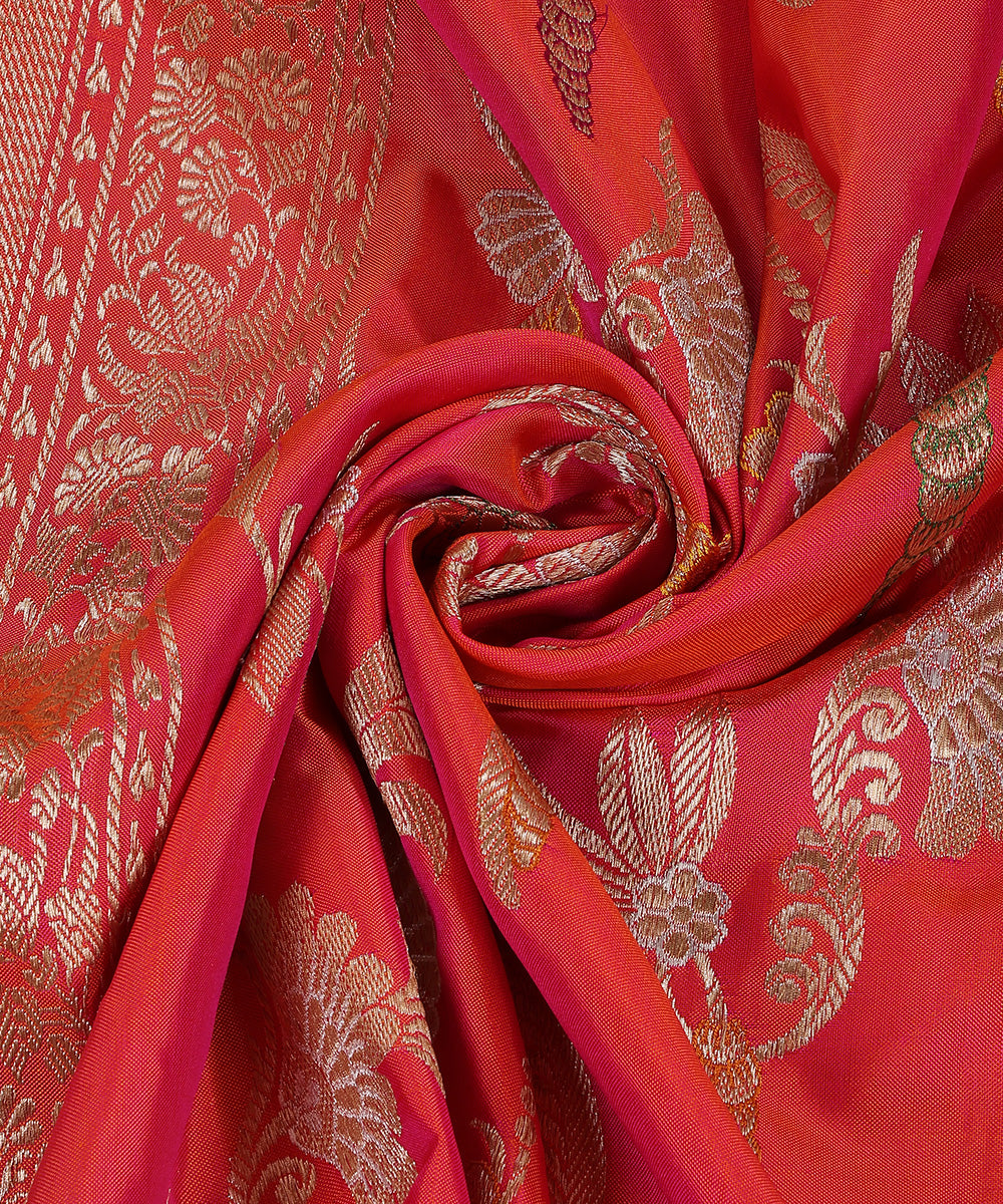 Orange_And_Pink_Handloom_Pure_Katan_Silk_Ektara_Banarasi_Dupatta_With_Meenakari_And_Floral_Jaal_WeaverStory_05