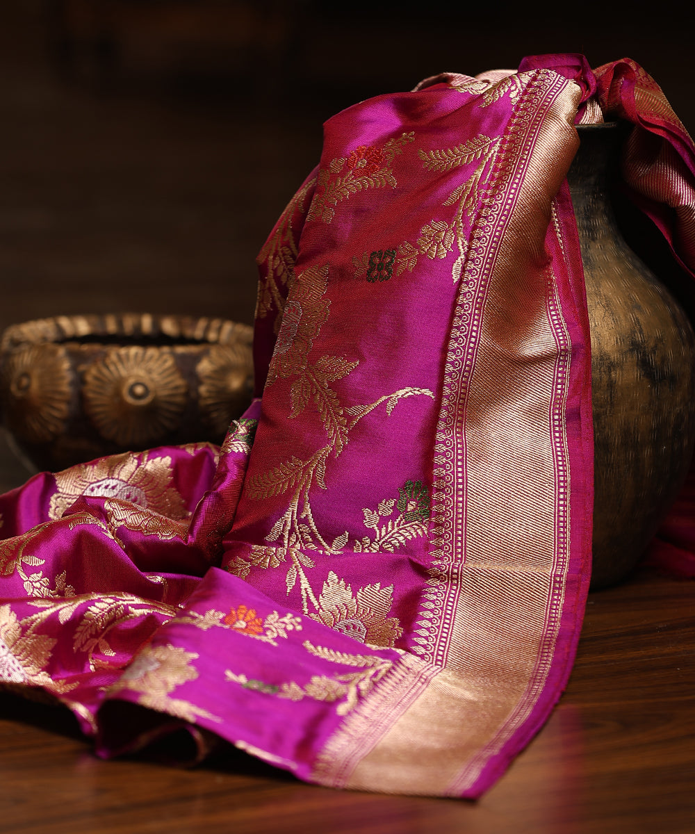 Handloom_Plum_Pure_Katan_Silk_Ektara_Banarasi_Dupatta_With_Meenakari_And_Floral_Jaal_WeaverStory_01
