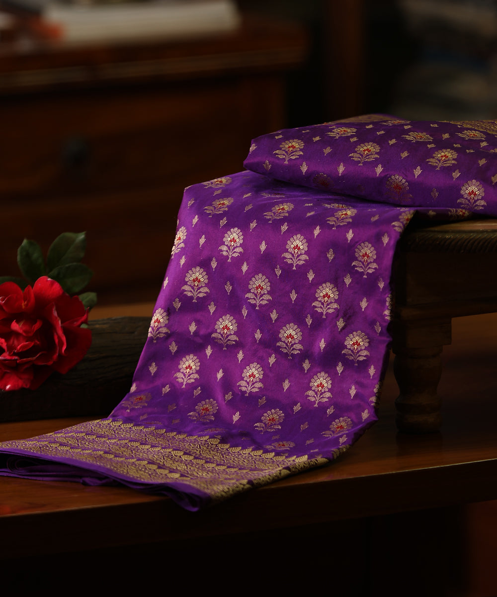 Handloom_Purple_Pure_Katan_Silk_Banarasi_Dupatta_With_Mughal_Meenakari_Booti_And_Kadhwa_Border_WeaverStory_01