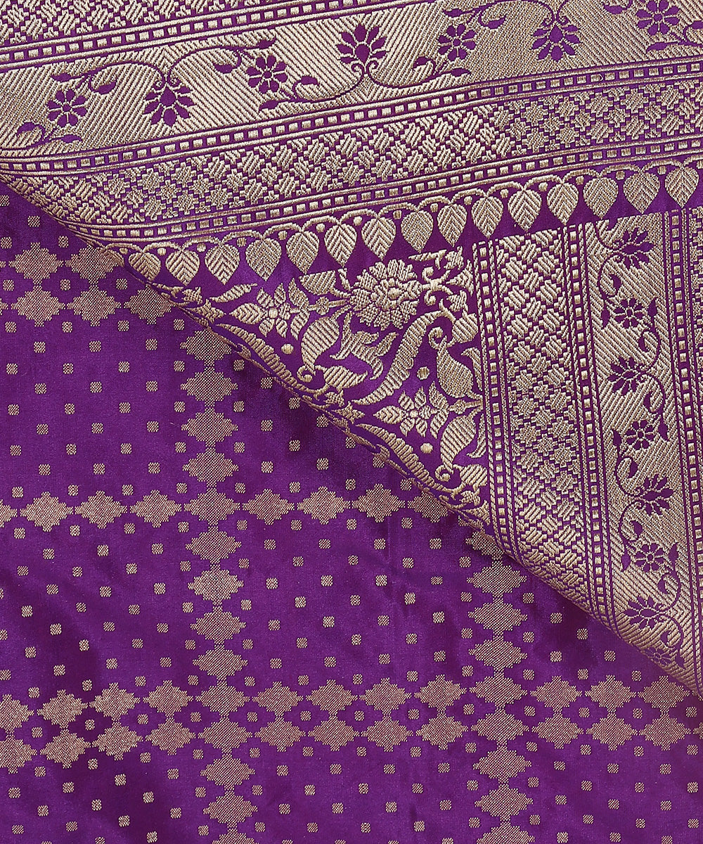 Handloom_Purple_Pure_Katan_Silk_Banarasi_Dupatta_With_All_Over_Zari_Pattern_And_Kadhwa_Border_WeaverStory_04
