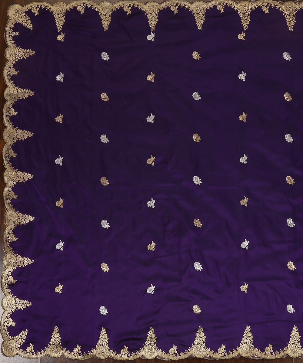 Purple_Handloom_Pure_Katan_Silk_Banarasi_Dupatta_With_Boota_And_Kadhwa_Border_WeaverStory_02